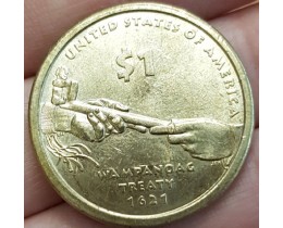1 доллар 2011 год. США. Сакагавея. Трубка мира (P)